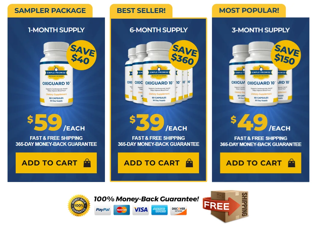 OxiGuard 10 Pricing Table